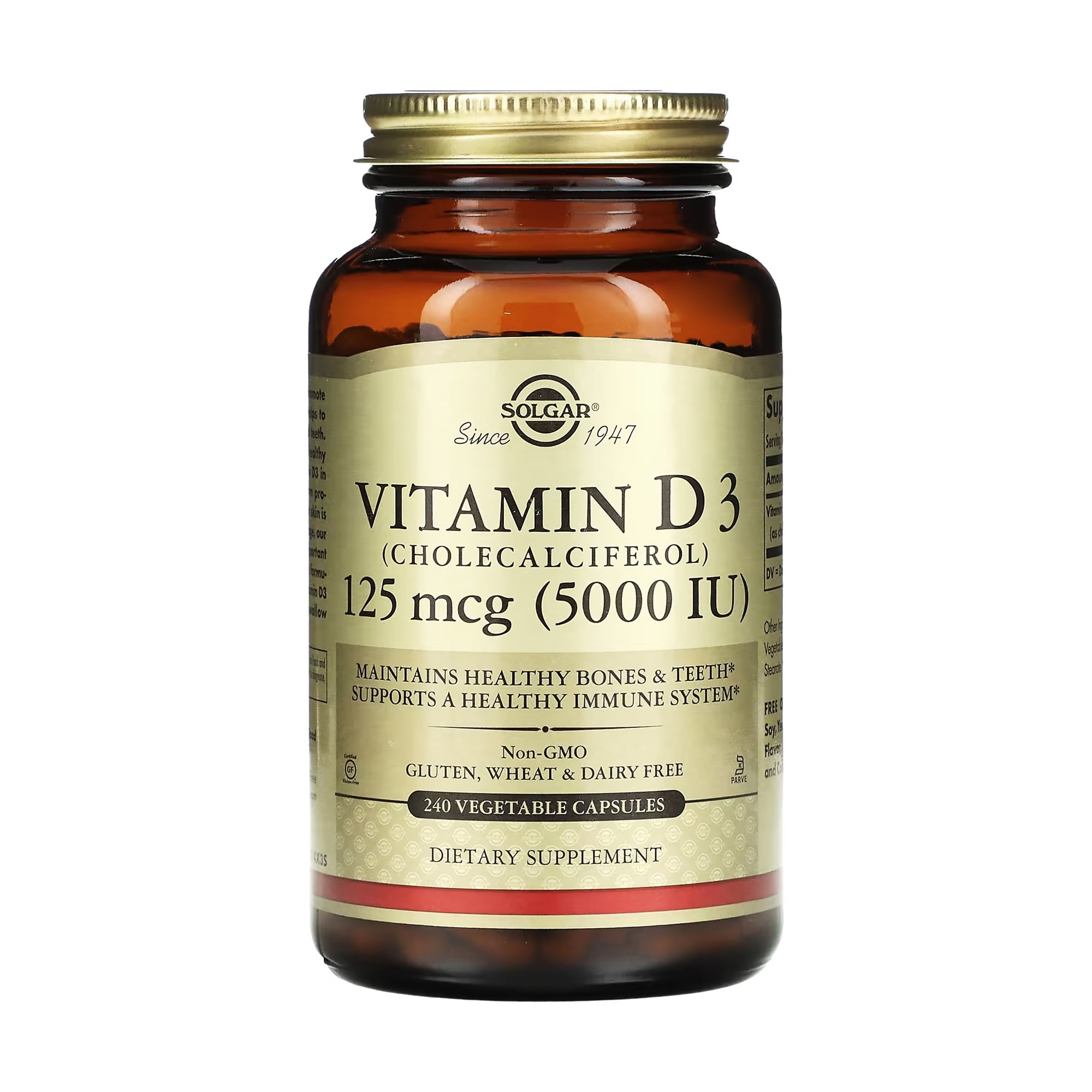Вітамін Д3 Solgar Vitamin D3 Холекальциферол, 125 мкг (5000 МО), 240 капсул